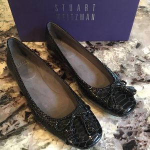 🖤 Stuart Weitzman Black Crystal Snakeskin Flats 9.5 🖤